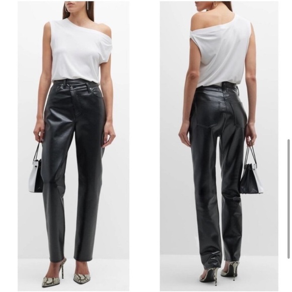 NWOT Revolve AGOLDE Recycled Leather Criss Cross Straight Pants in Detox Sz 30 - Picture 2 of 16